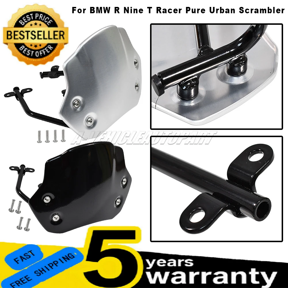 

For BMW R Nine T Racer Pure Urban Scrambler 2014-2022 Aluminum Wind Deflector silver/black New Windscreen Motorcycle Windshield