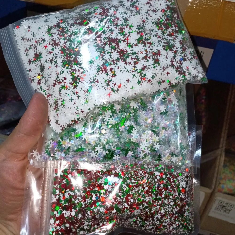 1 zak 50g kerst glitter nail art pailletten 3D kerstboom sneeuwvlokken ster nagel sprankelende vlokken pailletten manicure vakantie decoraties