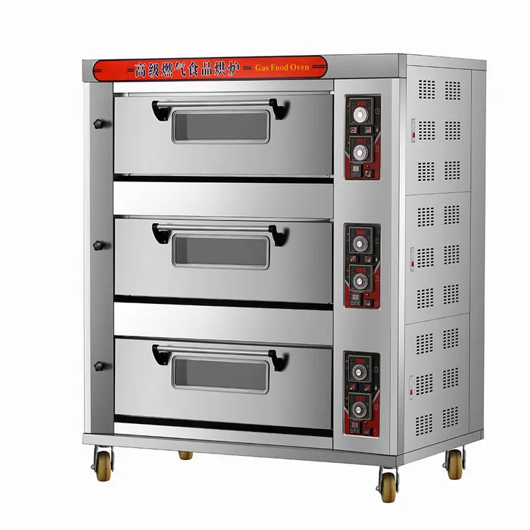 Commercial Baking Equipment 3 Deck 6 Trays Gas Baking Oven