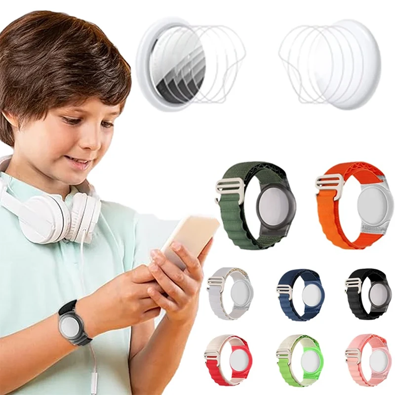 Opaska dziecięca na nadgarstek do etui ochronnego Apple Airtag Miękkie silikonowe akcesoria do uchwytu na lokalizator GPS AirTags z nylonową bransoletką