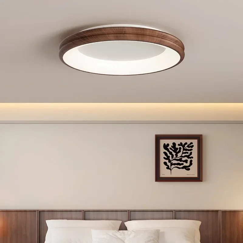 Ancient creative double circle designer walnut dining room master bedroom ceiling lamp