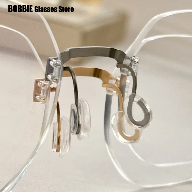 

Denmark Brand Rimless Design Screwless Glasses Frame Titanium Irregular Round Men Women Frameless Eyeglasses 2423 New