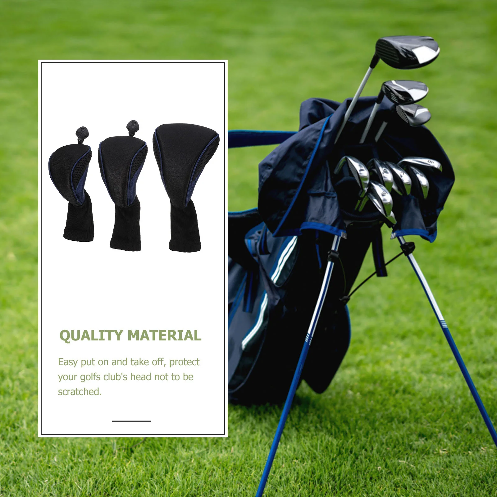 

3Pcs Club Covers Mesh Iron Putter Protector Set Blue Quality Material Lasting Use Slide on Fluently Gift Idea Club Covers