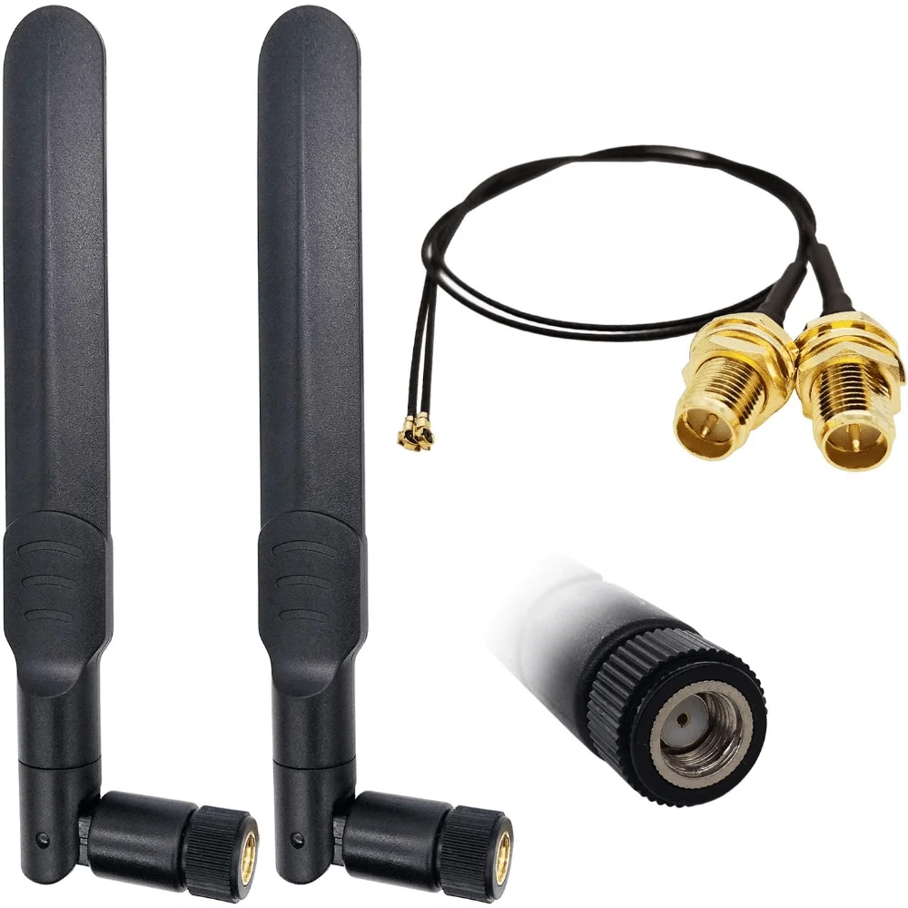Image of WiFi-Antenne Dual-Band 8dBi RP-SMA Stecker MHF4 Kabel-Kit für M.2 NGFF-Karte | 2.4GHz 5.8GHz M2 WLAN-Antennen-Kit.