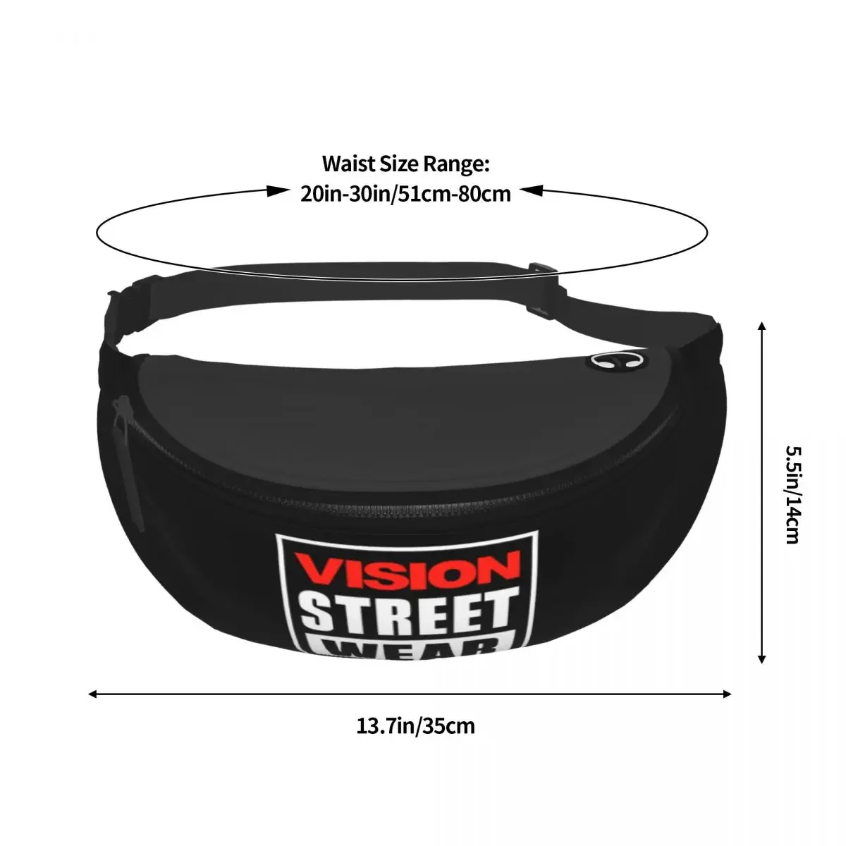 Bolsa de cintura crossbody para homens e mulheres, Street Wear Fanny Pack, Phone Money Pouch, Fashion Vision