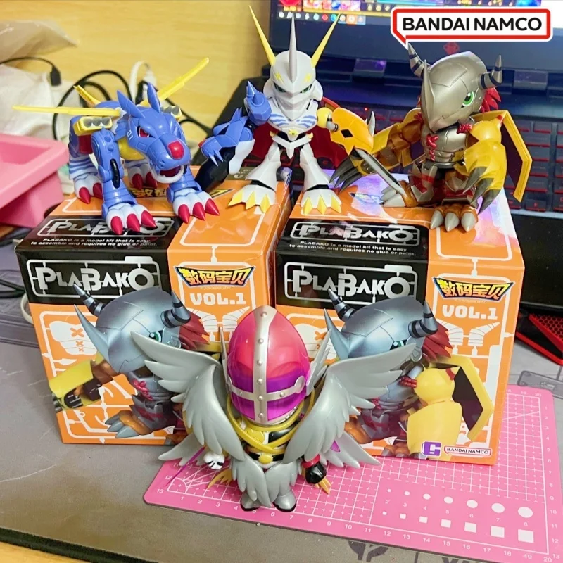 

Bandai Namco Digimon Plabako Blind Box Assembly Figures War Greymon Collectible Model Car Dashboard Desktop Decor Gift For Boys