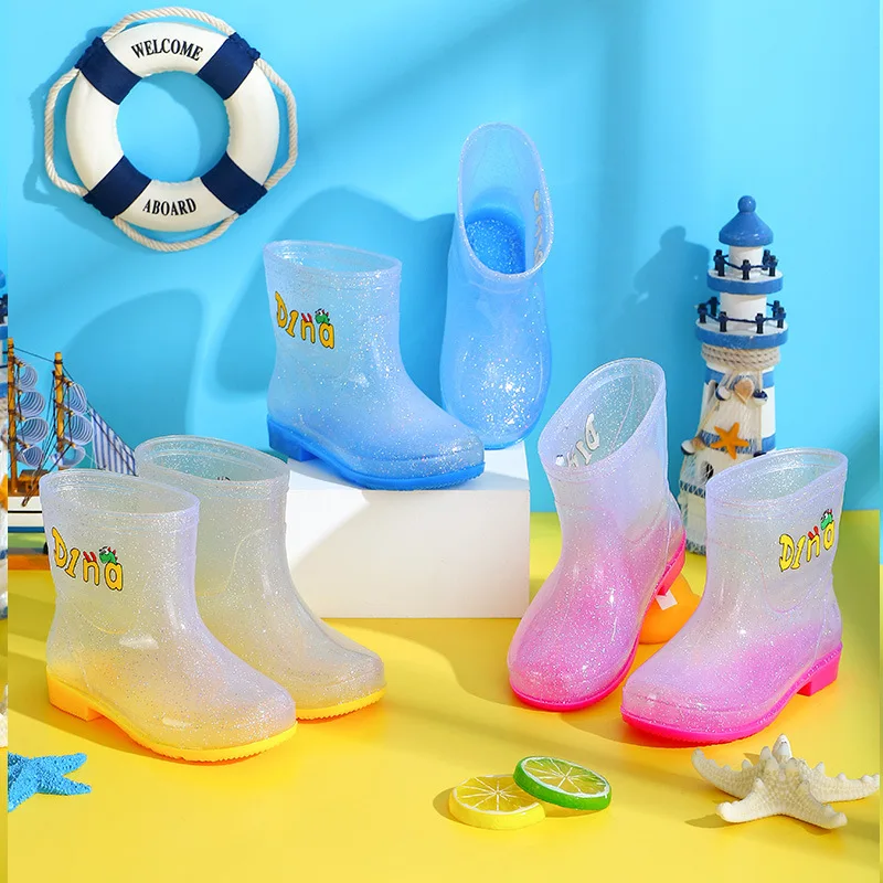 Children Rain Boots with Cartoon Prints Toddler Kids Adorable Lightweight Waterproof Boots Unisex Boys Girls Child Rubber Boots