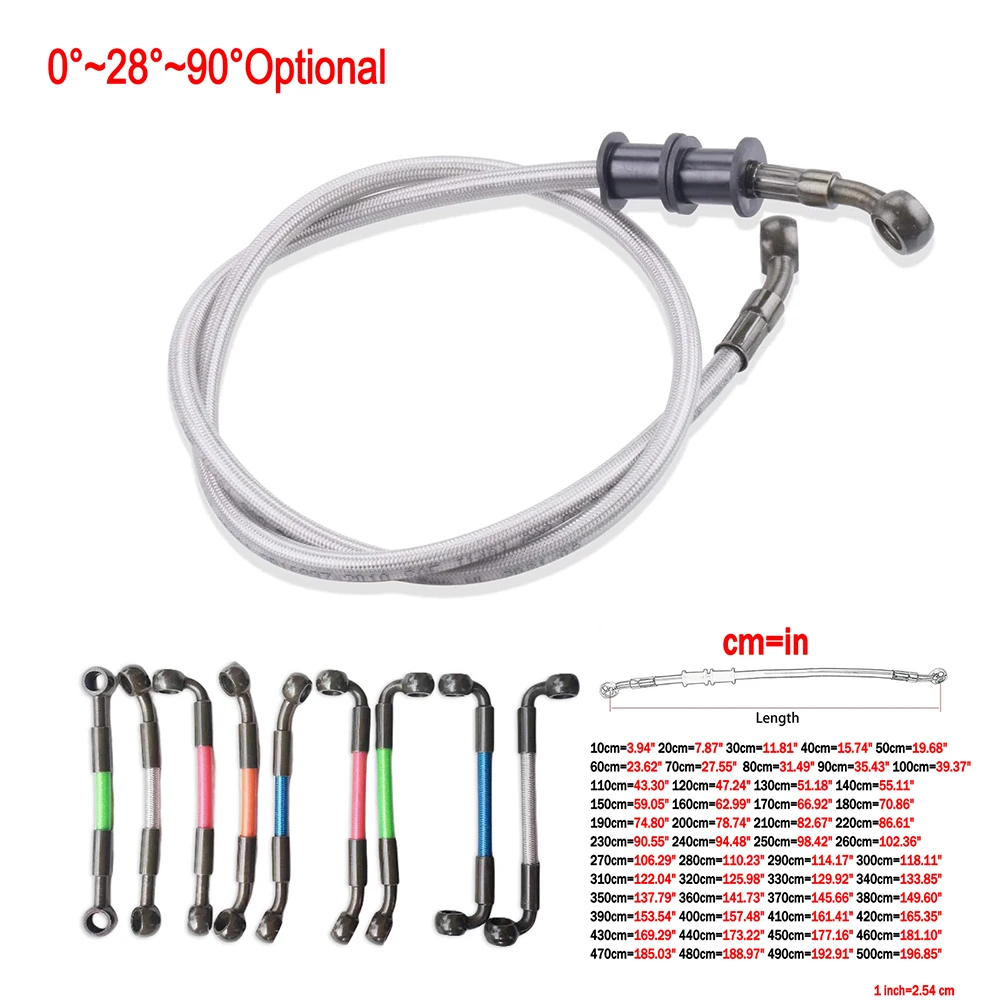 

AN3 Braided Brake Hose Motorcycle M10 Banjo 0°~28°~90° Optional ATV Hydraulic Clutch DOT Brake Oil Hose Line Pipe 100-5000MM