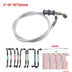 AN3 Braided Brake Hose Motorcycle M10 Banjo 0°~28°~90° Optional ATV Hydraulic Clutch DOT Brake Oil Hose Line Pipe 100-5000MM