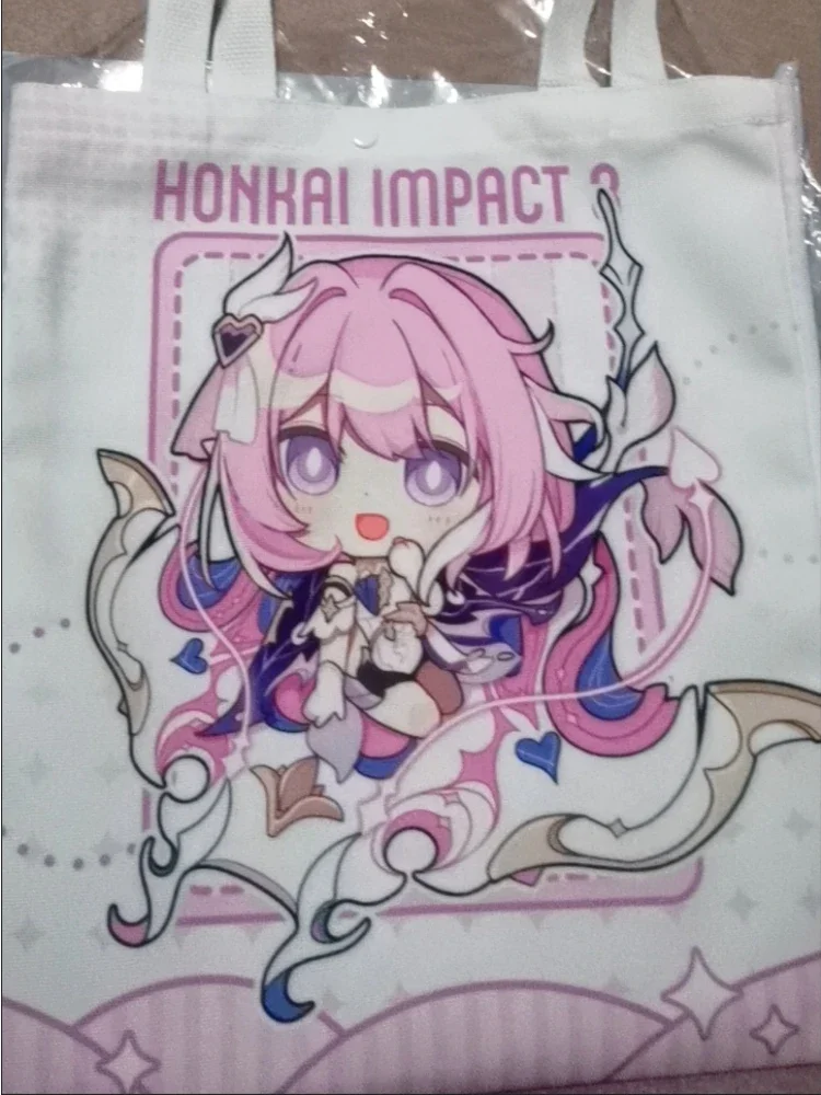 Honkai Impact 3rd Herrscher of Human Elysia Canvas Bag 37x33cm Large Capacity Kawaii Cosplay Women Shoulder Bags Vintage Handbag