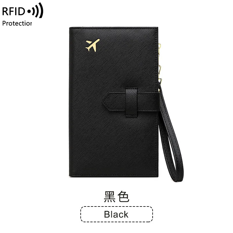Western RFID Blocking PU Leather Hasp Zipper Long Women Wallet Large Capacity Passport Holder Multi-functional Purse forLadies