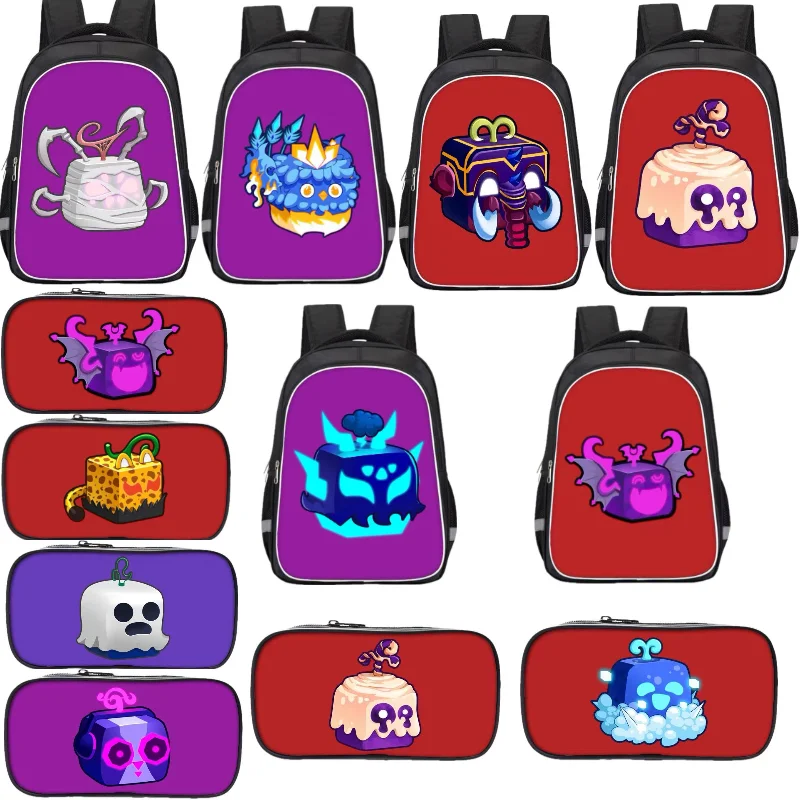 

Blox Fruits Backpack Hight Quality Bookbag Should Bag Cartoon School Mochila Pencil Case Blox Fruits Pen Bag Set for Students