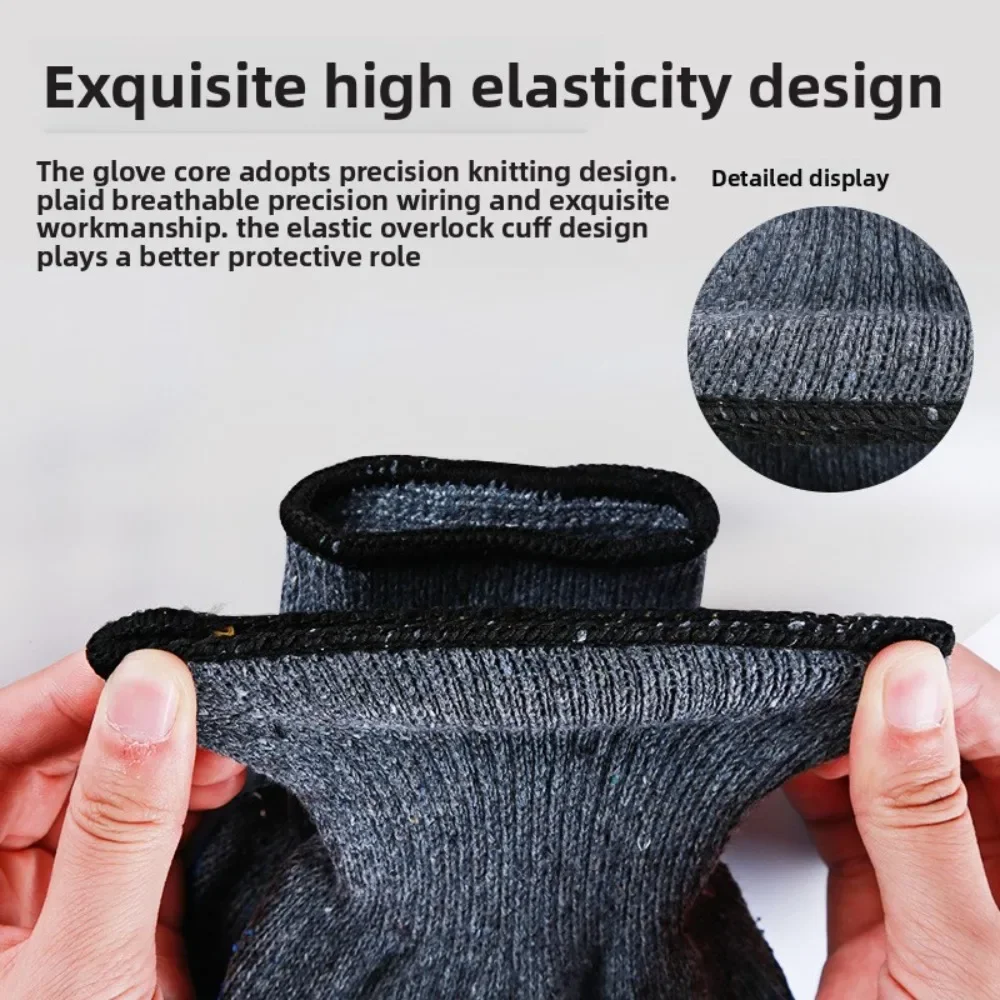 Labor Protection Gloves Soaked in Rubber  Work Rubber Anti Slip Thickened Cotton Thread Wrinkles Hanging Rubber ProtectiveGloves