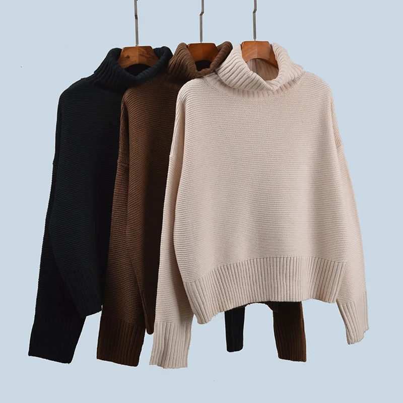 

Свободный вязаный свитер Long Sve High Ne, женский осенне-зимний новый удобный модный внутренний свитер Base irt