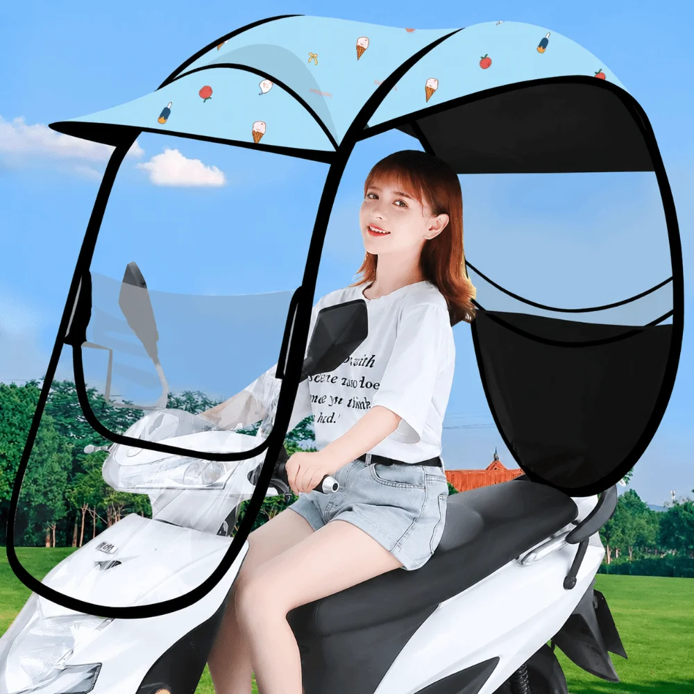 

Detachable Electric Scooter Cover UV Protection Sun Protection Motorcycle Rain Cover Sun Canopy Rainproof Wind Shield Cover