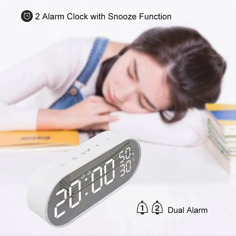 Reloj con espejo alarma 12/24 mesa electrónica Digital herramienta de estación higrómetro para el hogar