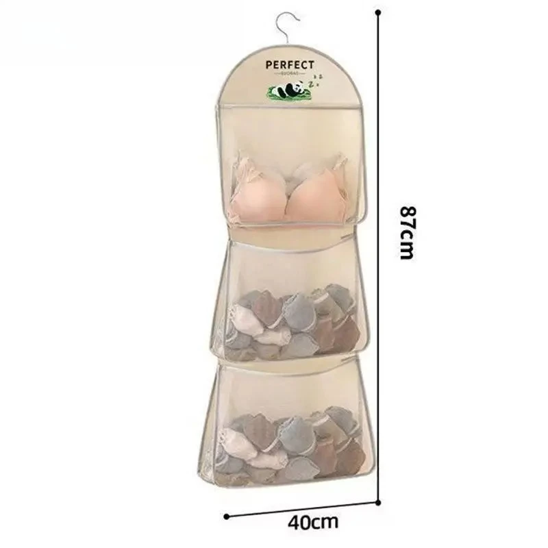 1/2/3-stöckiger Netz-Hängeaufbewahrungsbeutel, Wand- und Schrank-Organizer, Sichtbare Netztasche für BHs, Unterwäsche, Socken, Wohnheim, Zuhause, Kleiderschrank-Aufbewahrung – Detail 16