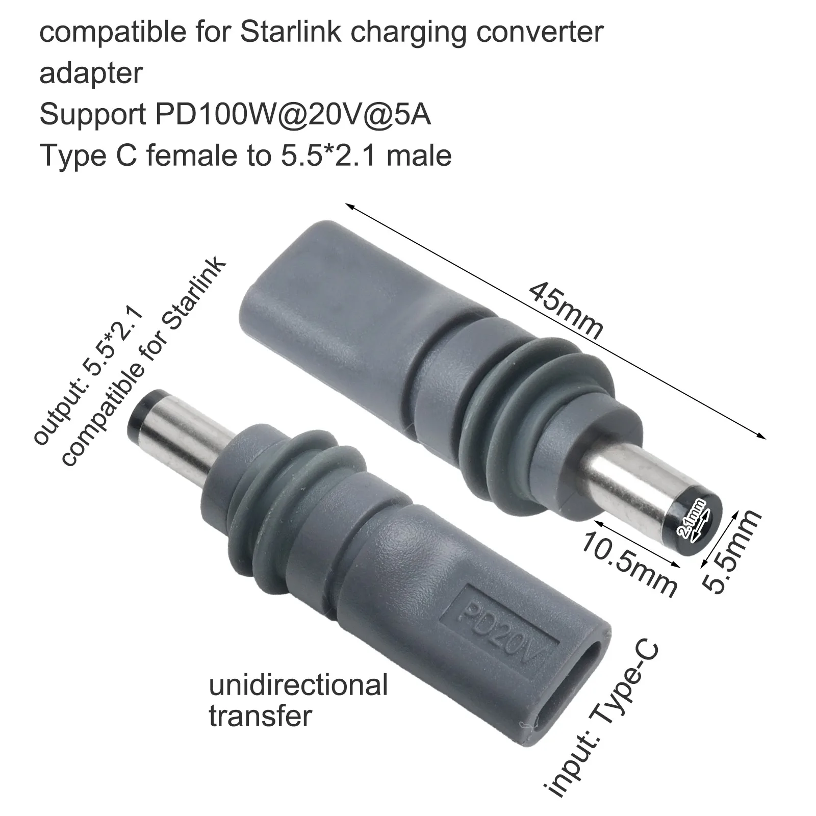 Functional DC Power Adapter for Starlink For Mini with 100W Power Bank Input Rugged ABS Build and Dual Output Ports for Use