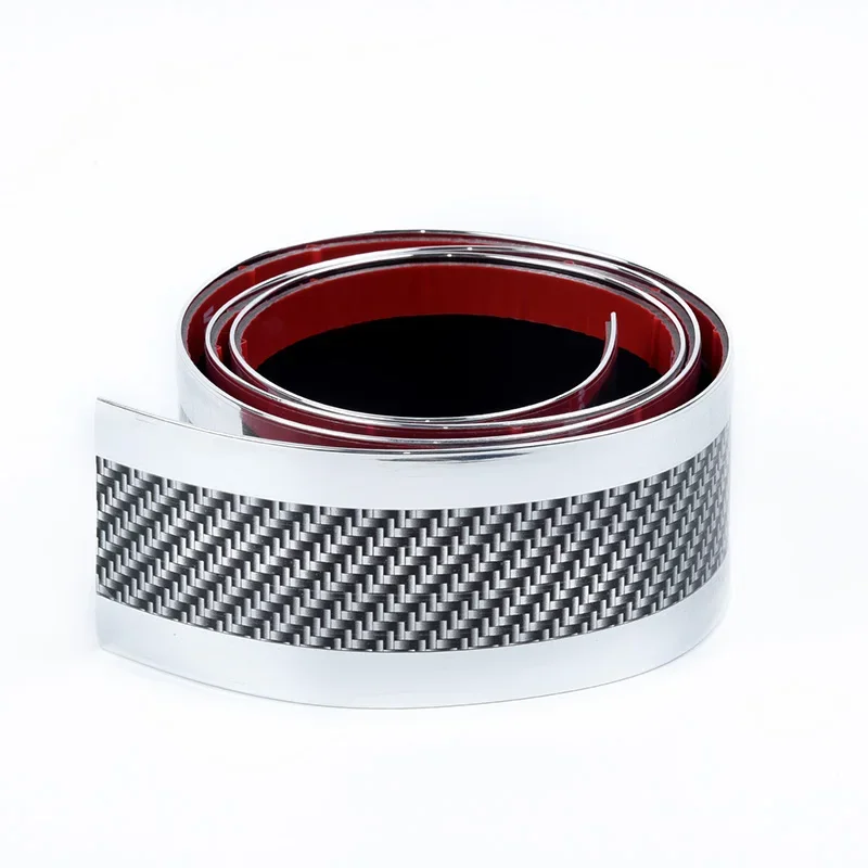 

Auto Anti Collision Strip Decals Trim Carbon Fiber Silver Skirt Sill Protector Wrap Guard Exterior Parts Mouldings