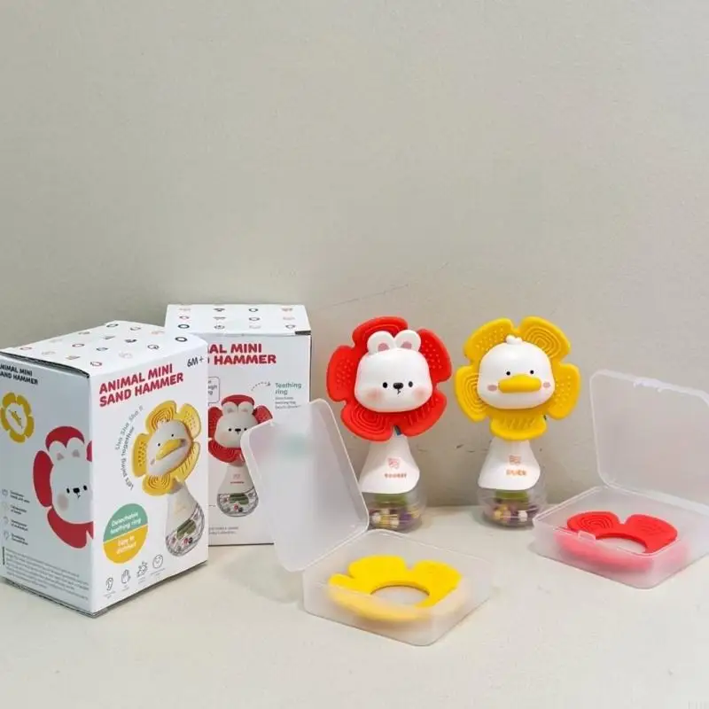 Giocattolo per campanello a campana con pizzico cartoni animati divertenti per stimolazione del teether visivo giocattolo