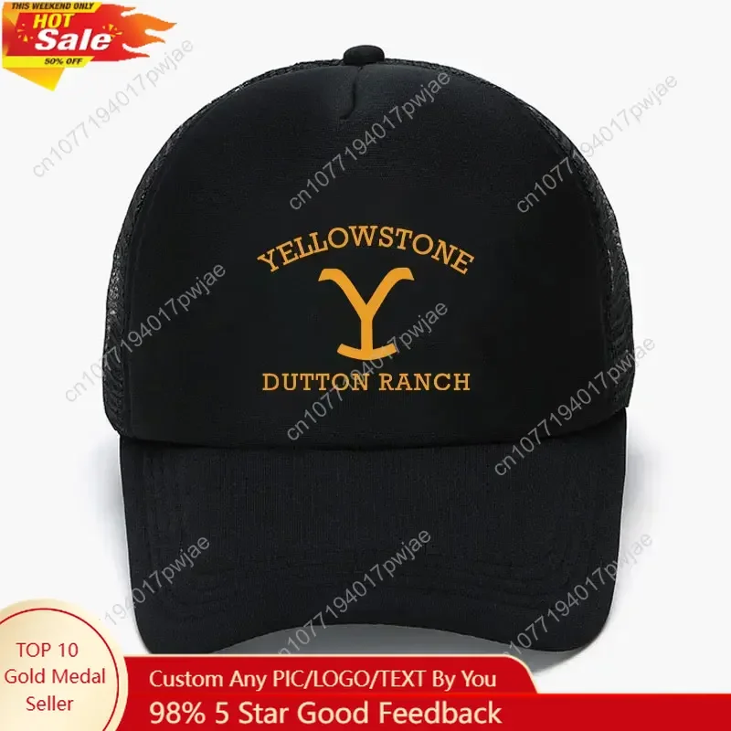 Clássico Yellowstone Dutton Ranch Espuma Trucker Cap Homens Mulheres Malha Ajustável Pai Chapéu Adulto Diário Sol Esportes Viseira Caps