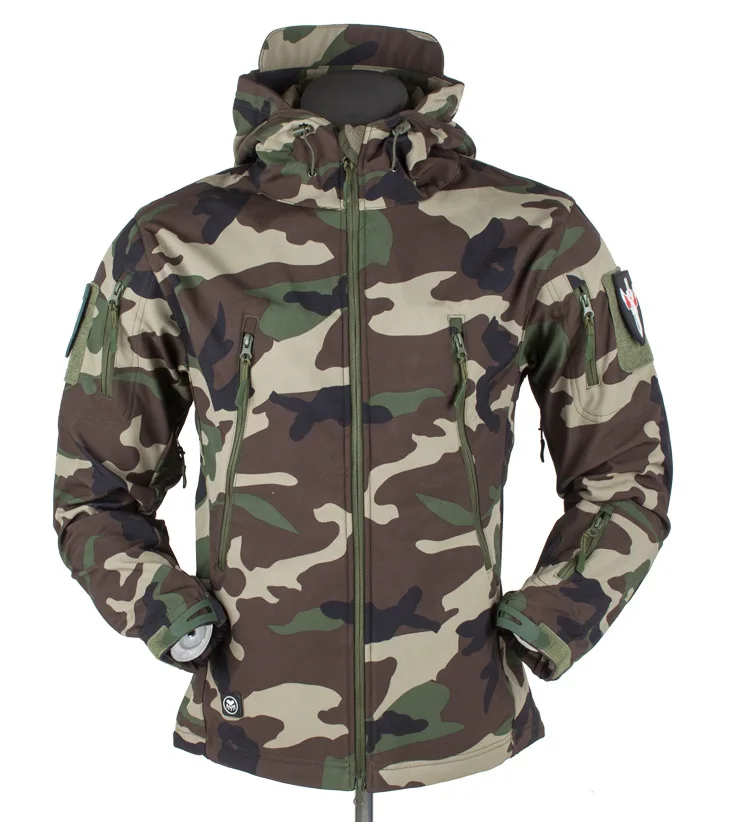 Chaqueta táctica de lana con cremallera completa para hombre, ropa militar de camuflaje, chaqueta térmica con capucha, abrigos de trabajo, prendas de vestir, rompevientos