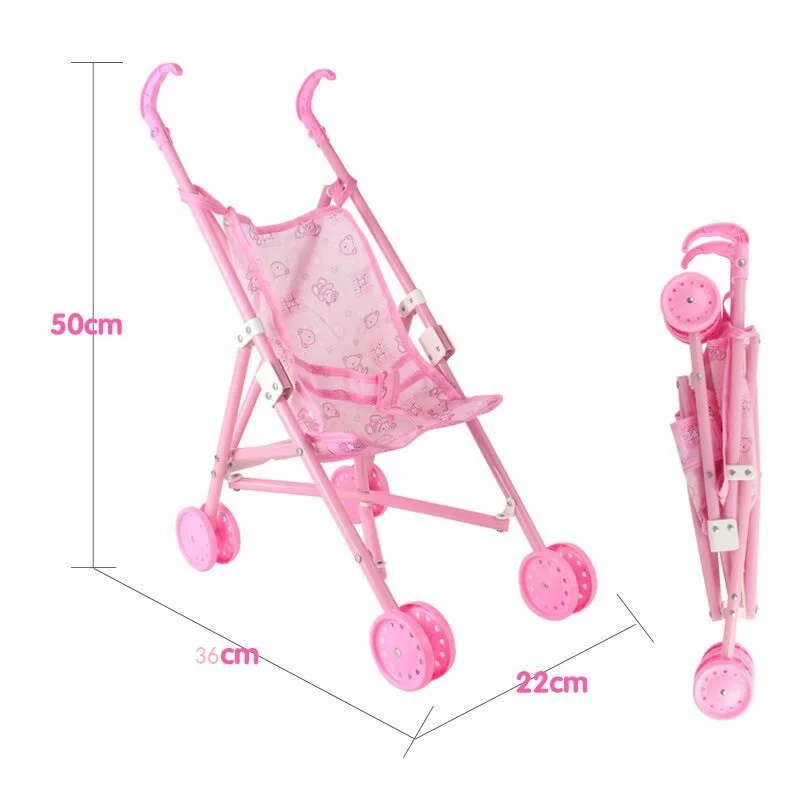 Pink Infant Doll Foldable Stroller Carriage Portable Frame With Doll For 12 Inch Doll Mini Stroller Lightweight Kids Toys Gift