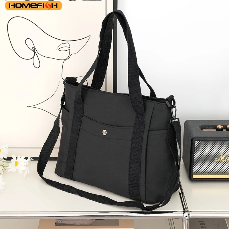 Bolsa Mensageira HOMEFISH de Grande Capacidade em Cor Sólida, Bolsa Casual de Nylon com Alça Ajustável e Removível