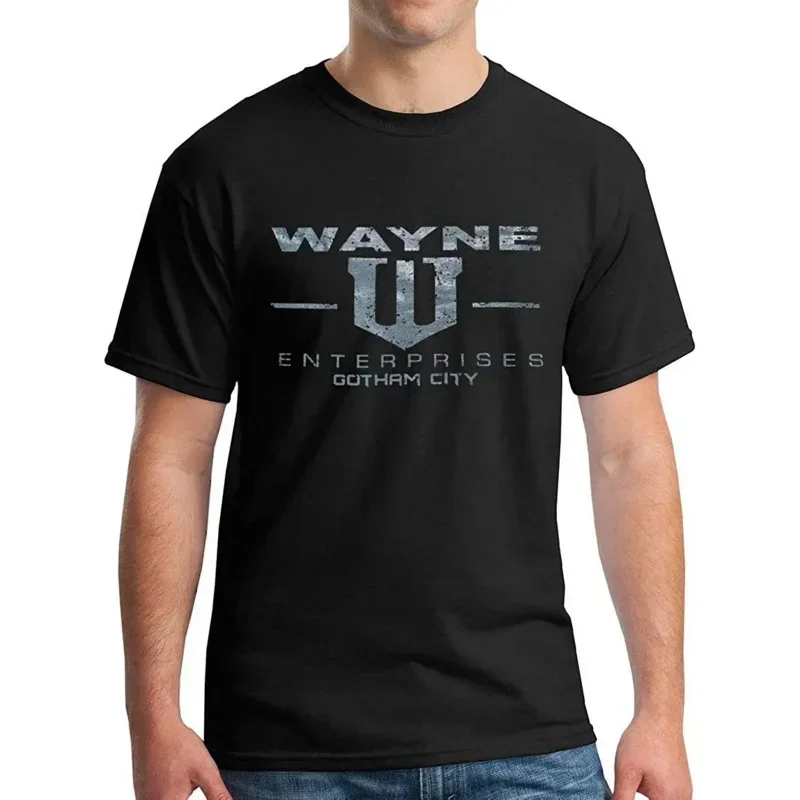 Wayne Enterprises T-shirt-vintage metallic silver print fashion 100% cotton slim fit top solid color company T shirts vintage