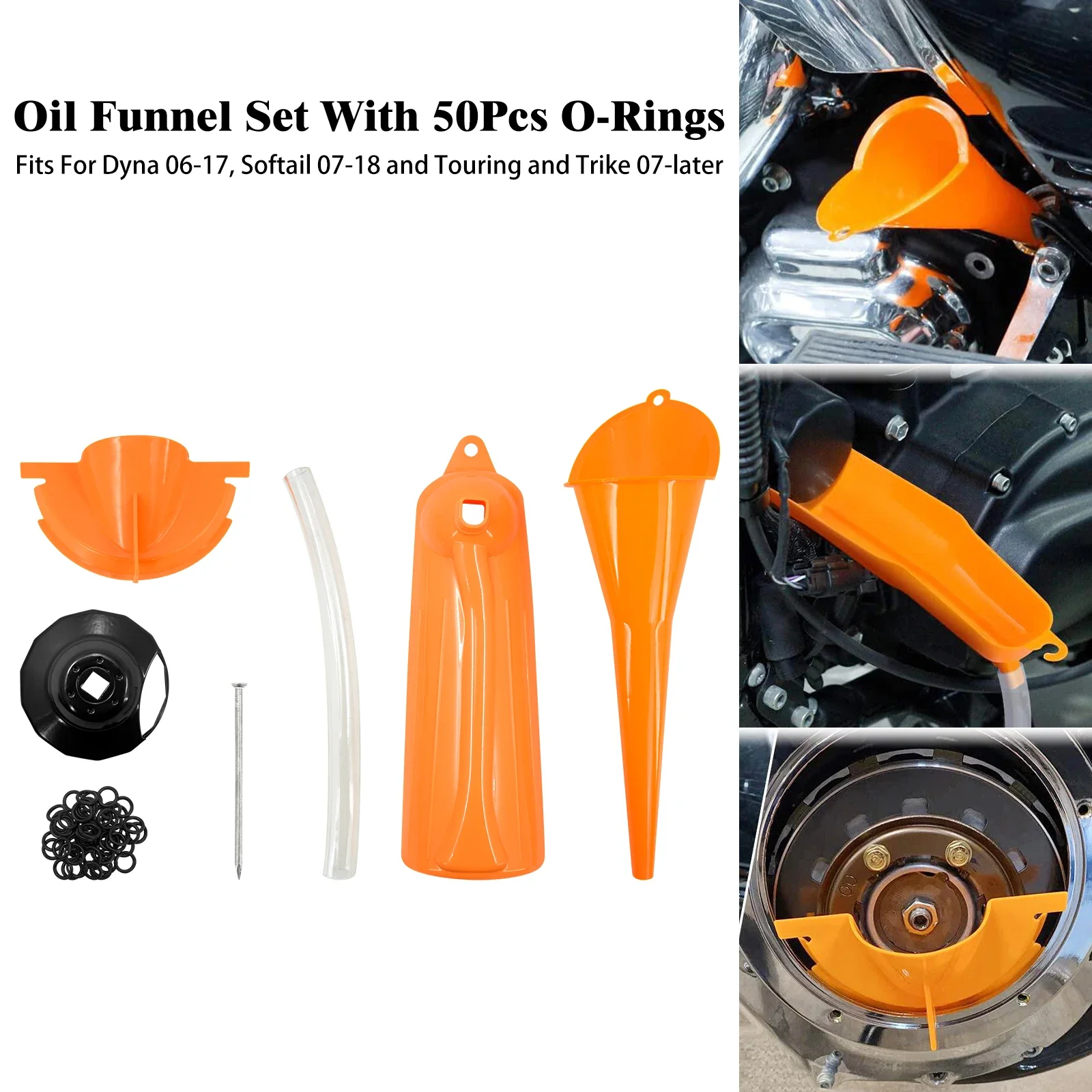 Motorcycle Oil Filter Wrench Oil Filter Funnel Filler Cover 1105 Sealing O-Ring For Harley Sportster XL 883 Touring Dyna Softail