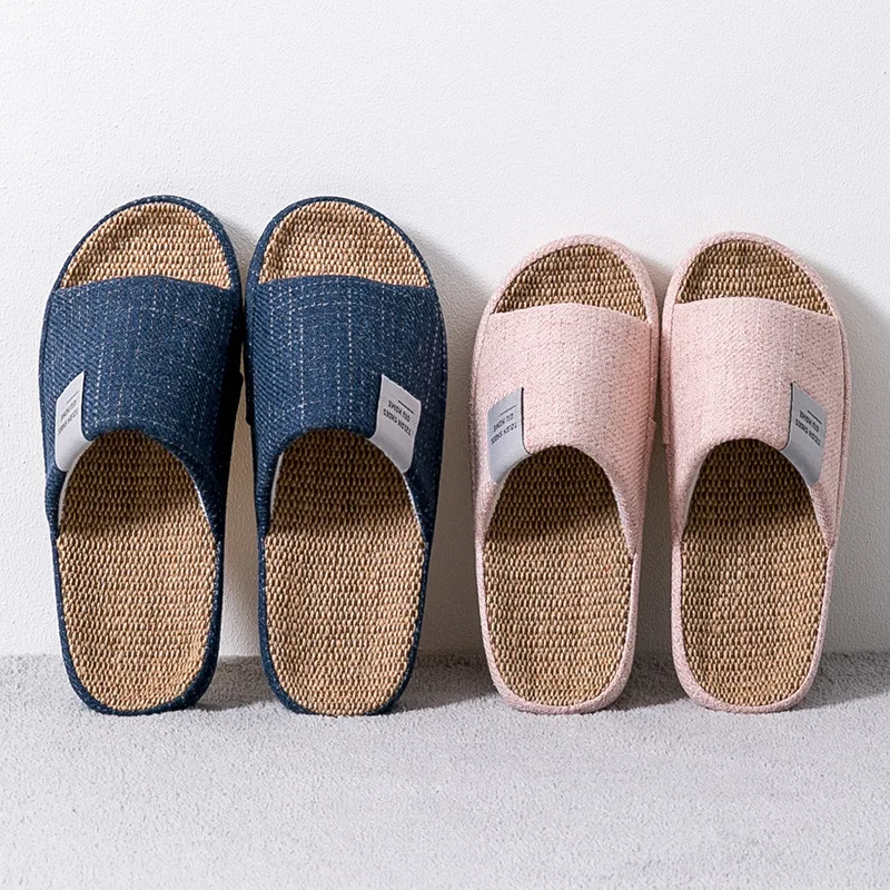 Men's Breathable Linen Slippers, Four Seasons Indoor Silent , Anti Slip Bedroom Floor Shoes, Soft Slippers, Home Anti Slippers view 2
