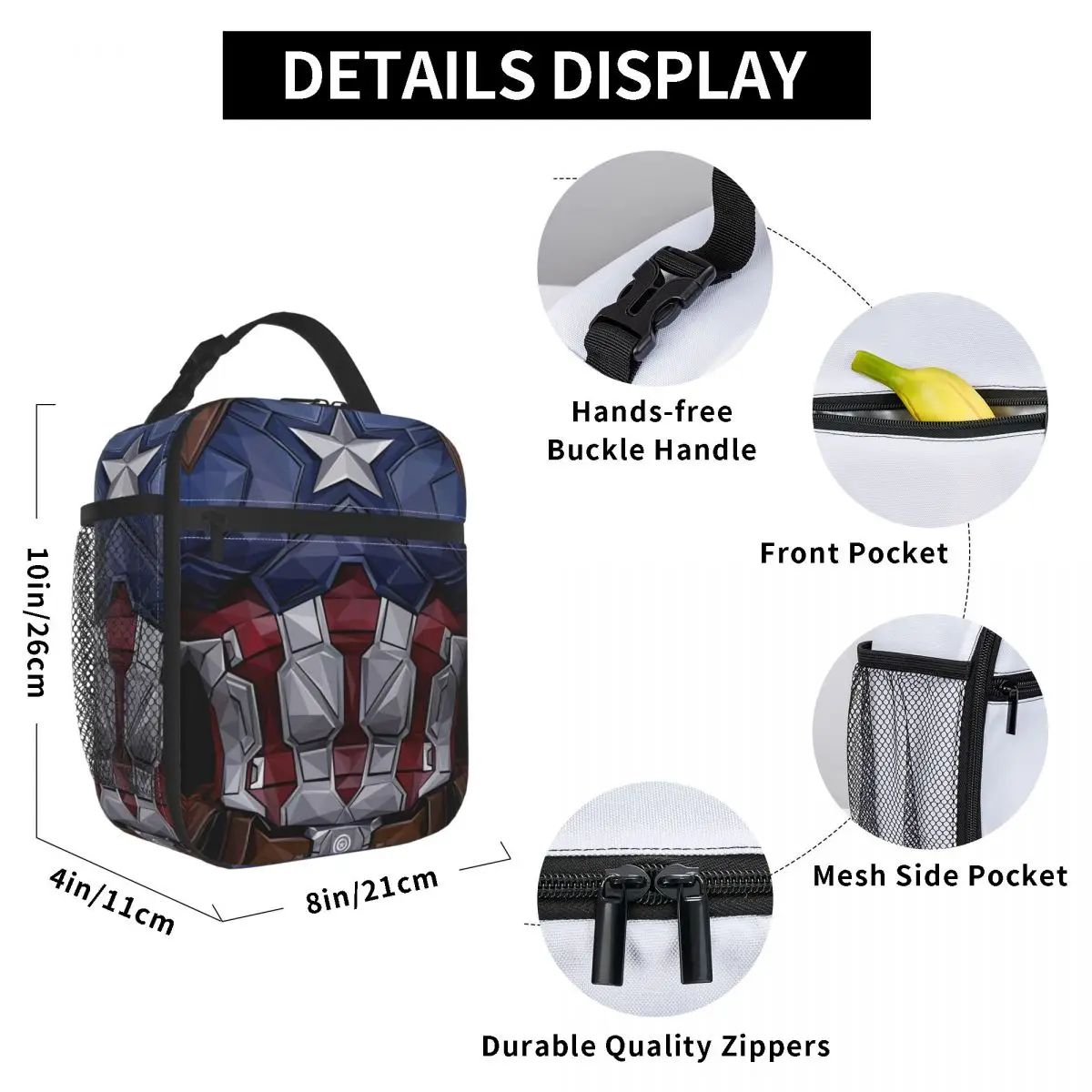 Captain America Lunch Bag for Women Cooler Thermal Insulated Bento Box Kids School Children Resuable Tote Bags