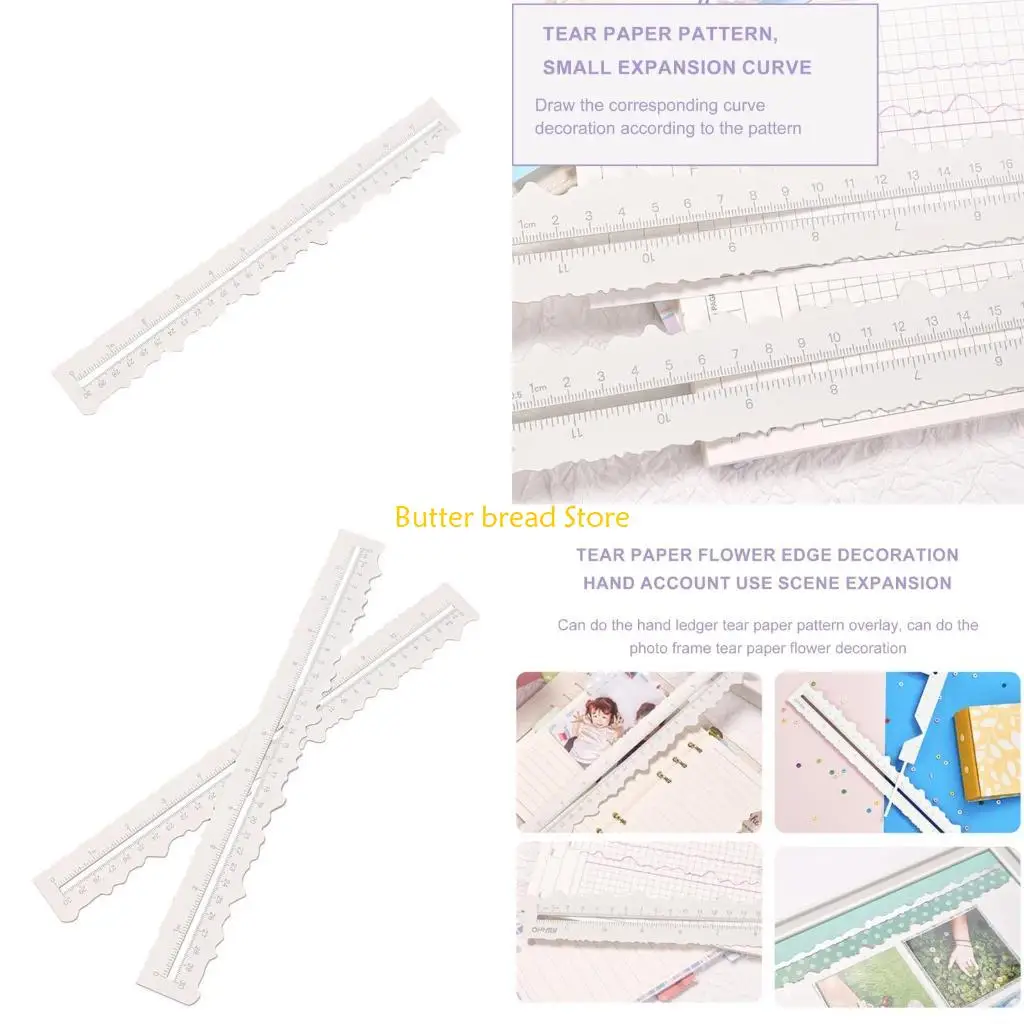 W89C Metal Paper Tearing Ruler Craft Ruler 12Inch Deckle Ruler Measuring Ruler