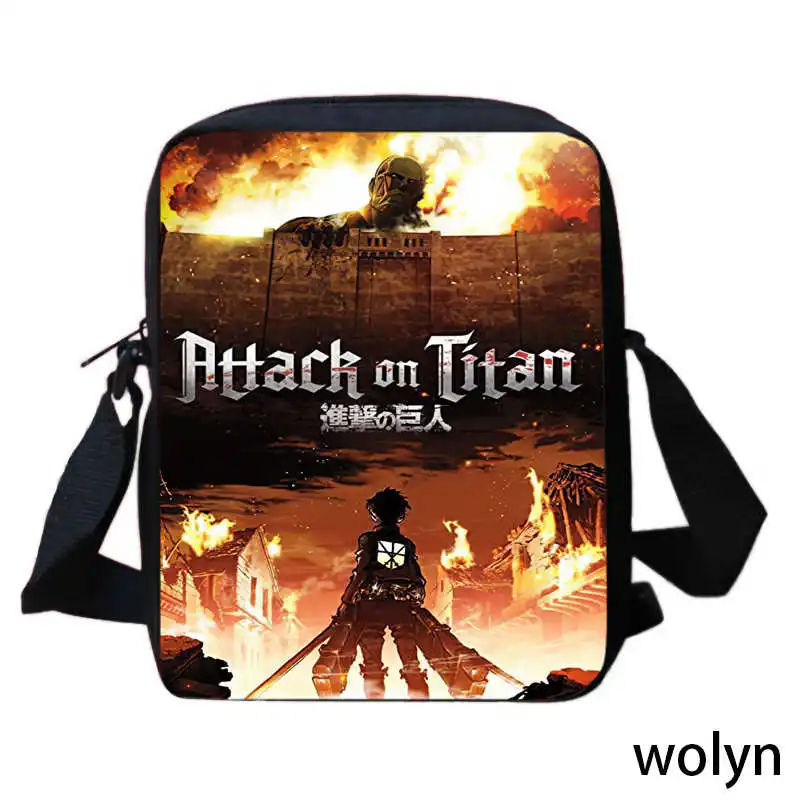 Attack On Anime Titan Shoulder Bags for School, Cartoon School Crossbody Bags, Kids Shopping Bags Satchel for Boys Girls