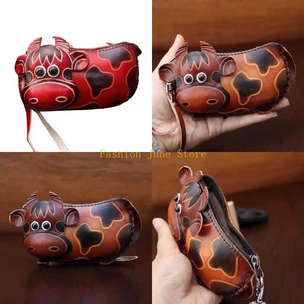 N5KA Vintage Inspired Leather Coin Purse With Charm And Protective Plush Interior Pendant For Daily Use