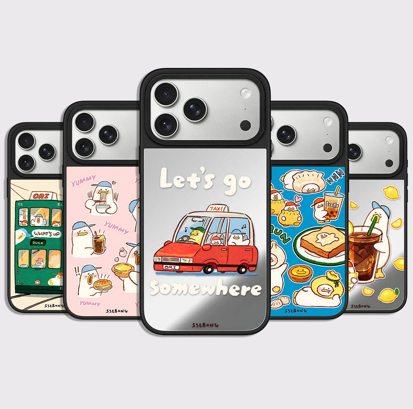 Let's Go Somewhere Cartoon Duck Mirror Surface Magnetic Phone Case Cover for IPhone 15 16 17 18 Pro Max Case