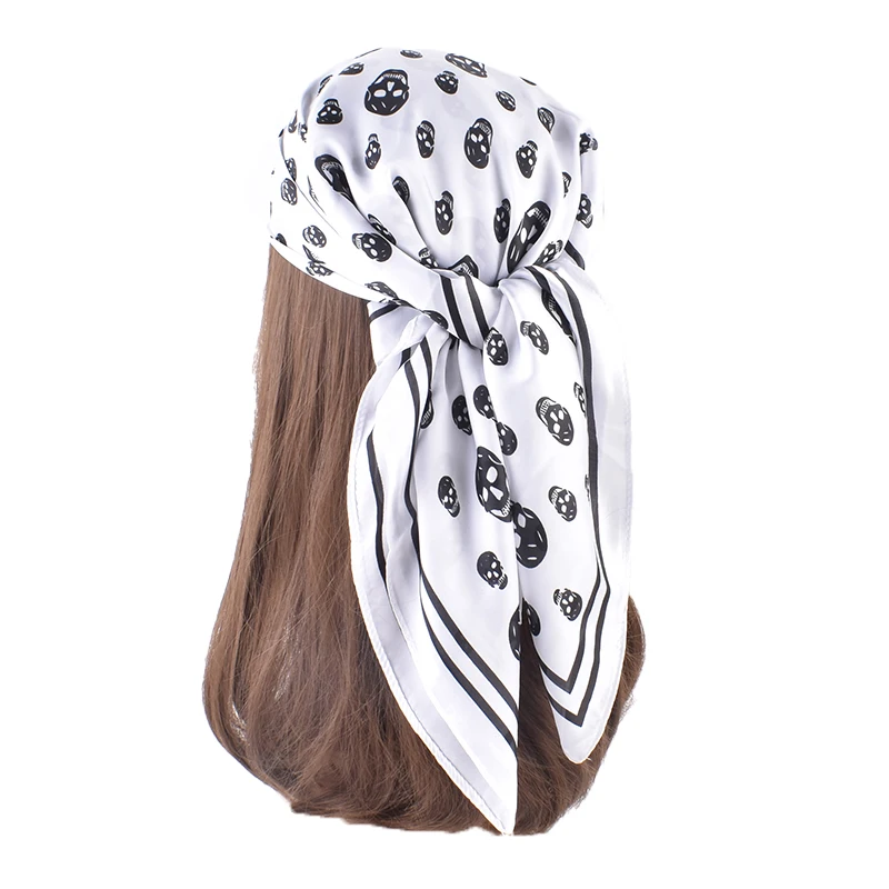 New Skull Head Printed Temperament Versatile 70 Small Scarf Square Scarf Headband Professional Decorative Scarf