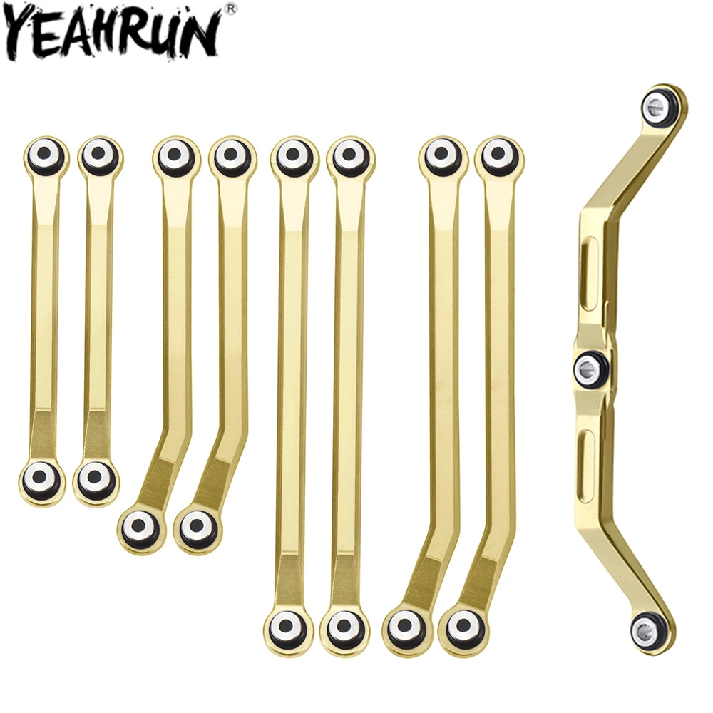 YEAHRUN Brass High Clearance Chassis Links & Steering Linkage Adds Weight for 1/18 RC Crawler Car TRX4M Upgrade Parts