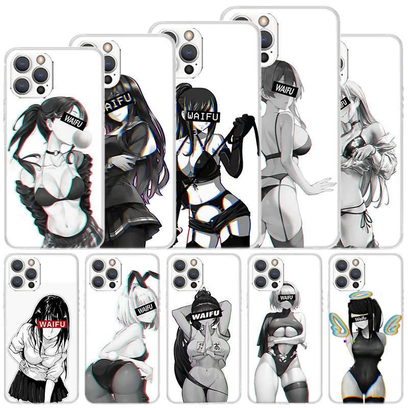 Sugoi Senpai Anime Waifu Sexy Girl Soft Case For iPhone 16 15 Plus 11 12 13 Mini 14 Pro Max Apple Phone Cover X XS XR SE 7 8 SE 