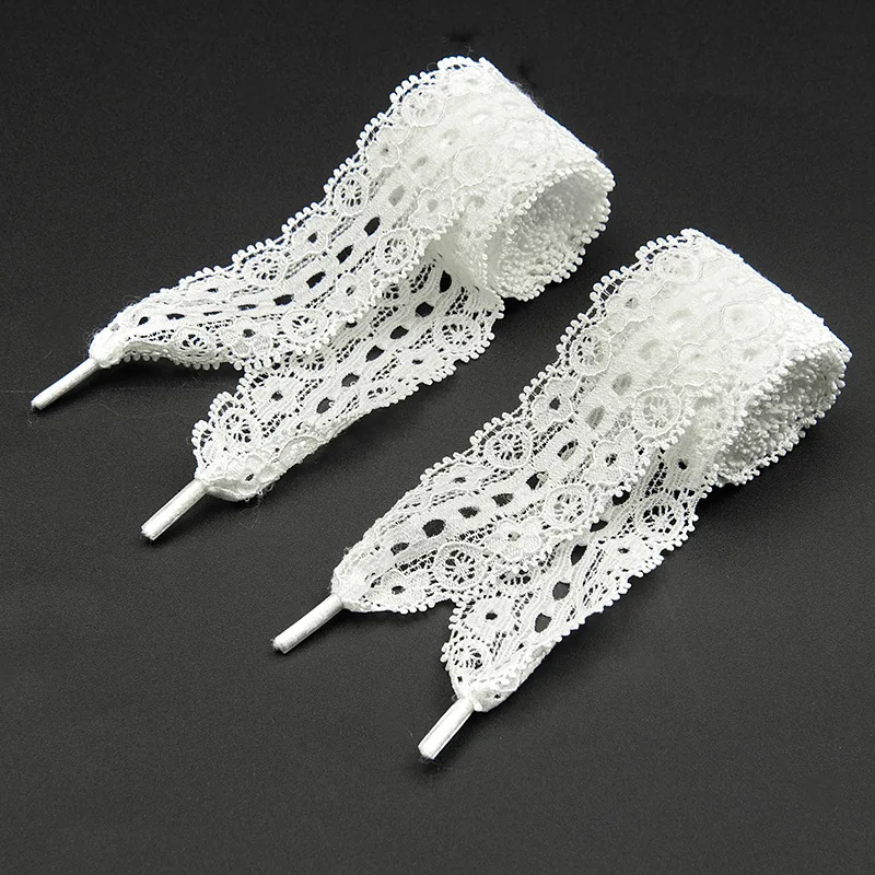 Elastic Fancy Lace Flat Shoelace for Sneakers Shoelaces for Women Casual Shoes Black White Shoe Laces Accessorices