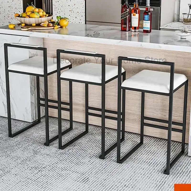 

Wrought Iron Bar Chair Modern High Chair Bar Stool Chair Dining Room High Dining Chair Thick Flannelette Soft Cushion Bar Chair