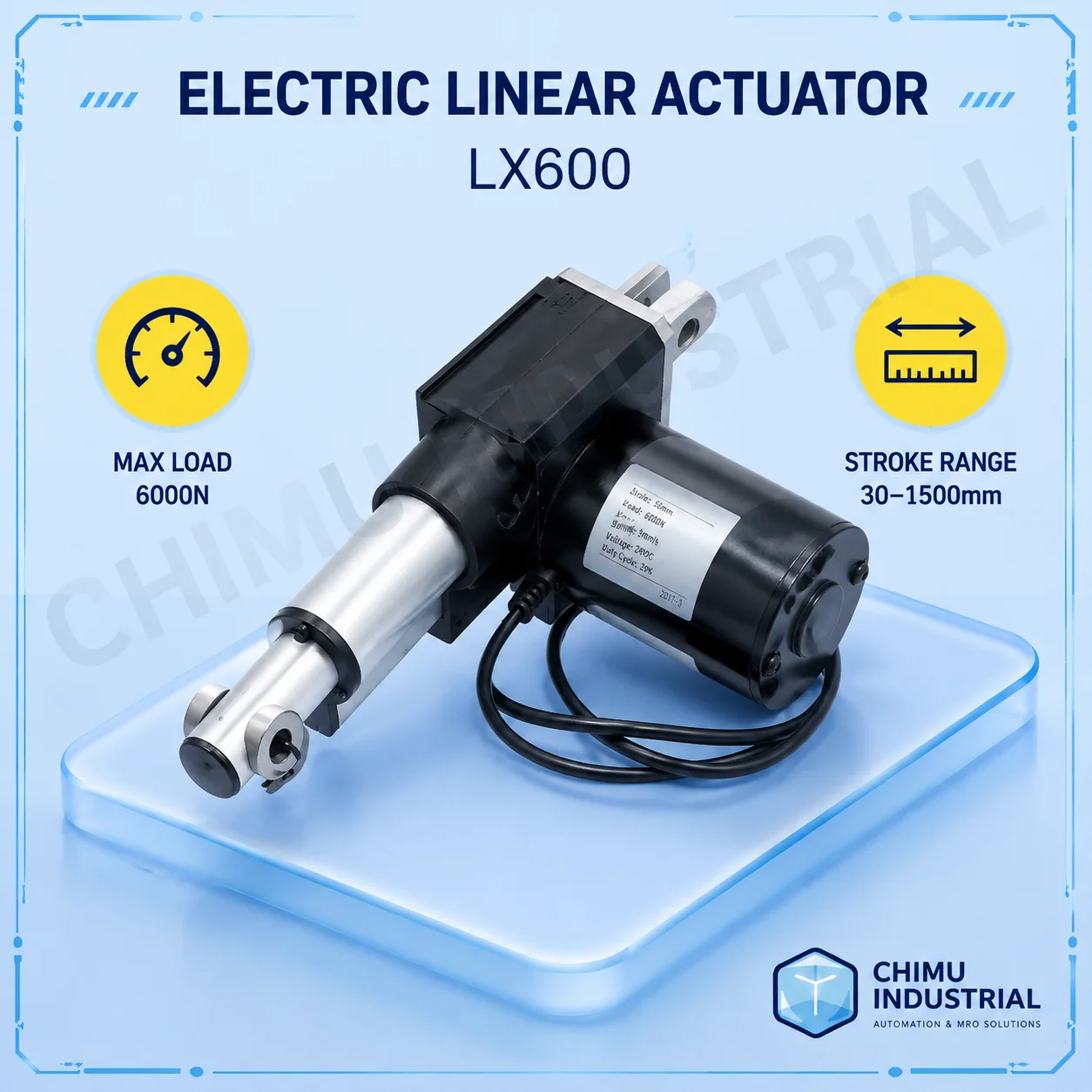 【CHIMU INDUSTRIAL】 for Electric Linear Actuator 6000N Force 12V 24V DC 600mm Stroke Window Opener Motor
