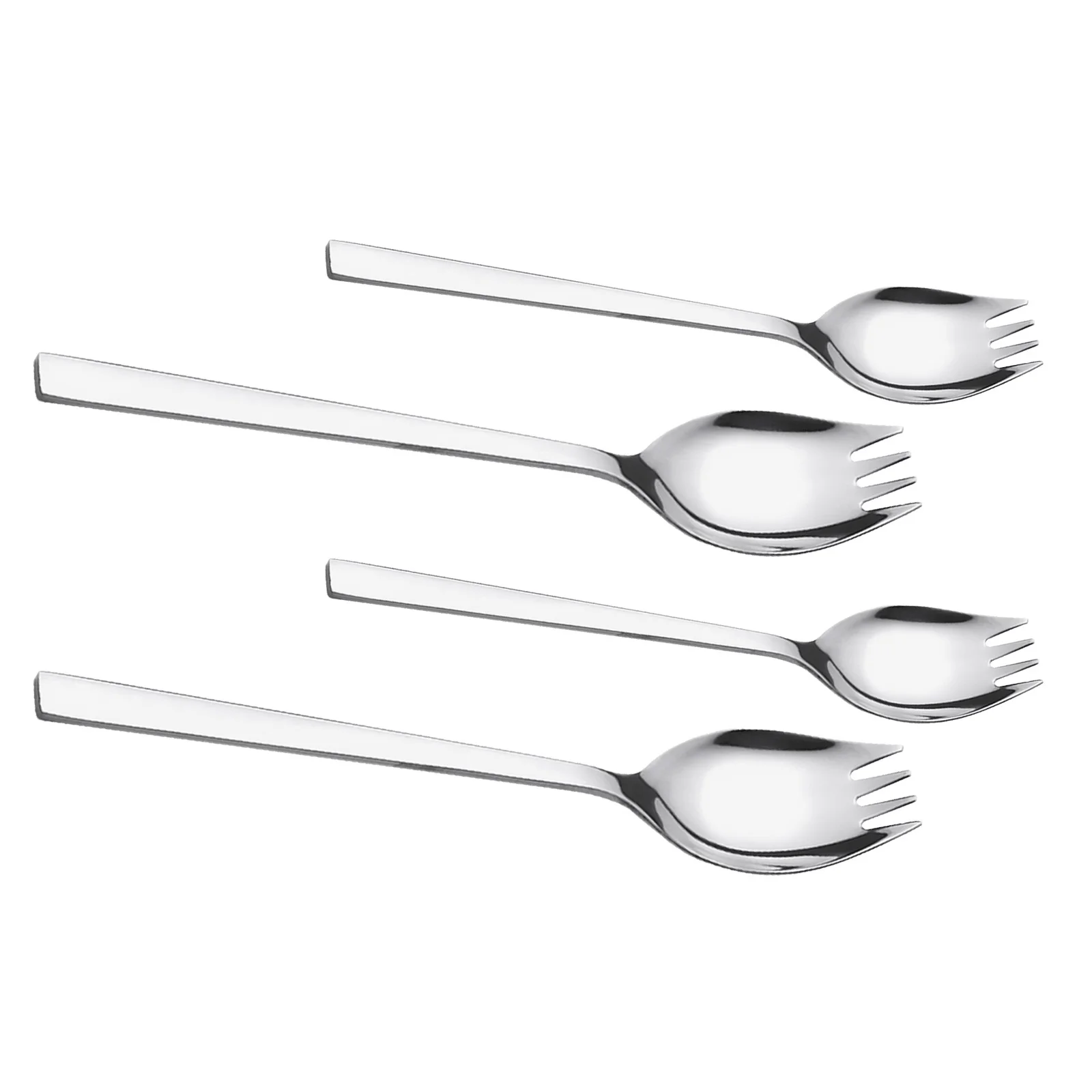 

4Pcs Stainless Steel Long Handle Salad Forks Heavy Duty Flatware Dessert Ice Cream Fruit Appetizer Camping Cutlery Set
