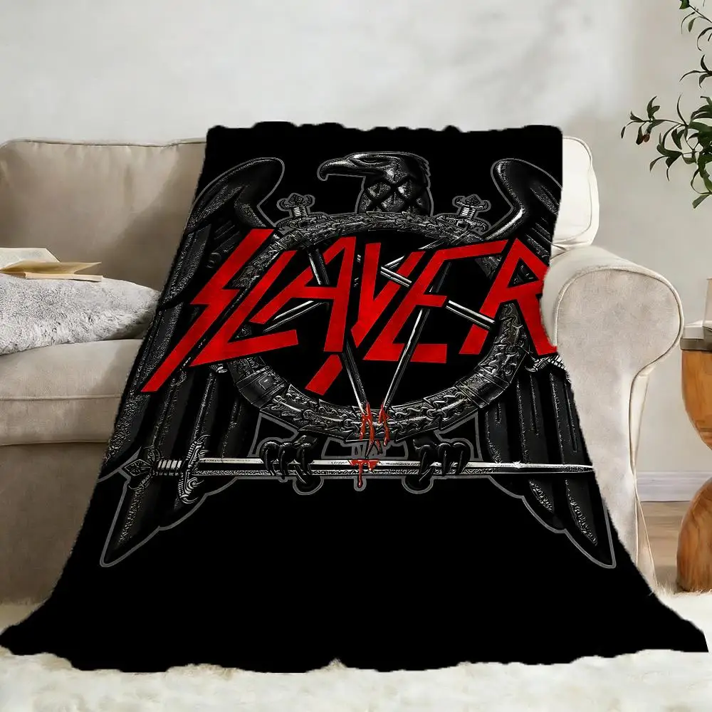 S-Slayer Band Throw Flannel Fluffy Soft Blanket Warm Skin-Friendly Throw For Sofa Bed Office Nap Winter