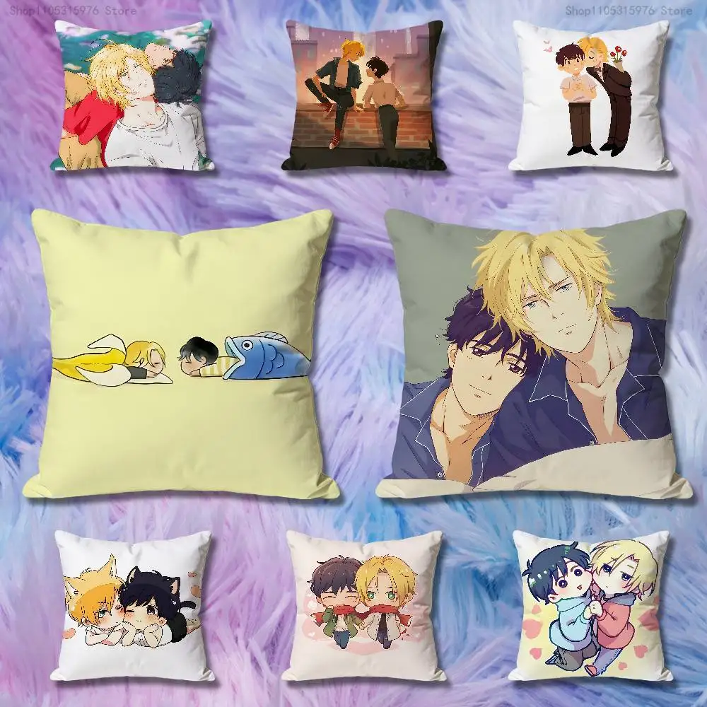 B-Banana F-Fish Ash Eiji Pillow Cases for Bedroom Living Room Sofa Home Decor Polyester Cushion Cover with Zipper