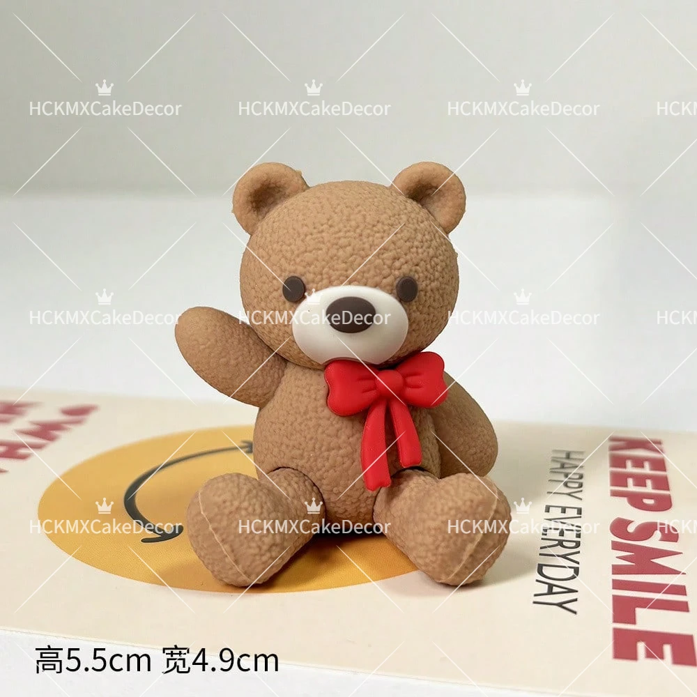 Niedlicher Teddybär-Kuchenaufsatz mit Fliege, Baby-Kuchendekoration für Kindergeburtstage und Gender-Reveal-Partys – Detail 6