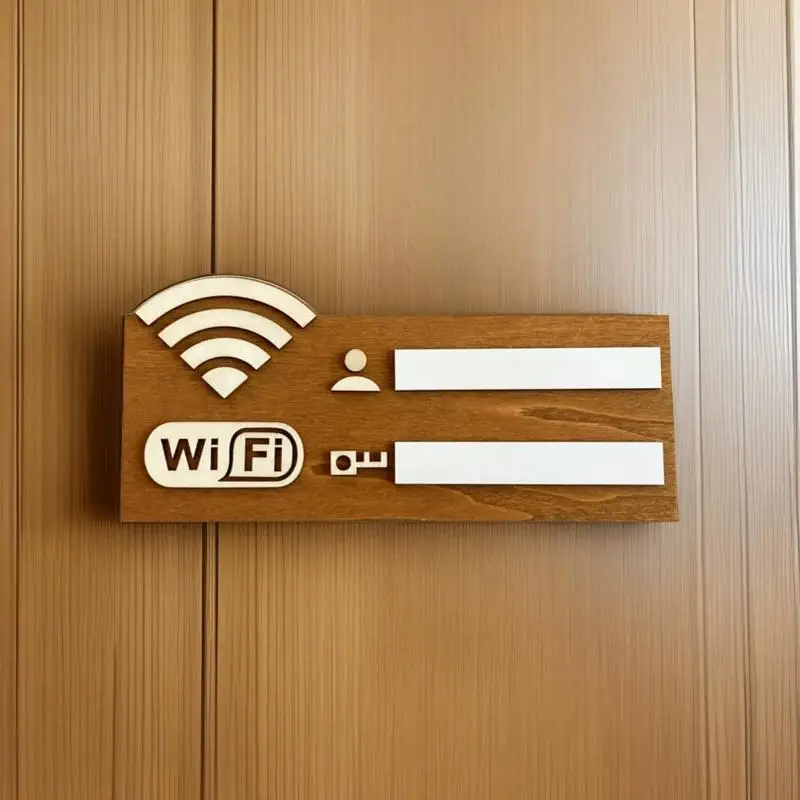 New Rustic Wooden WiFi Password Sign, Vintage Wall-Mounted Wireless Network Indicator Plaque, Multi-Purpose Home Decor Accessory