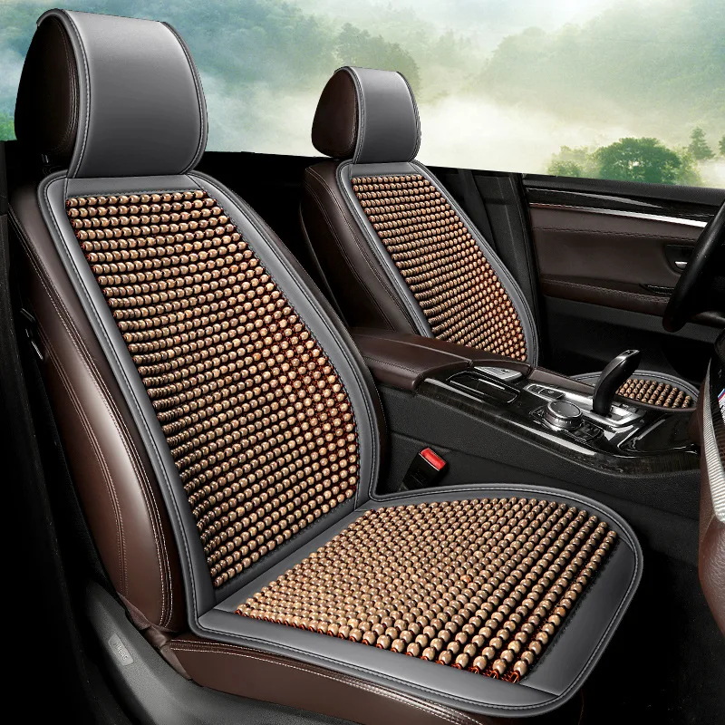 

Летний крутой дышащий квадратный чехол для сидений с деревянными бусинами, универсальный чехол для автомобильного сиденья Four Seasons, нескользящая подушка для автомобильного сиденья без завязок