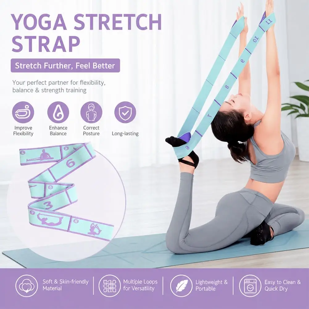 Multi-Section Elastic Yoga Resistance Bands Pilates Dance Stretching Belt Fitness Sport Exercise Pull Strap Fitness Belt