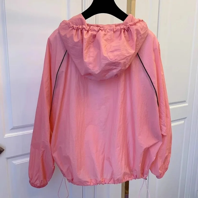 

plus Size Women's Casual Korean Style All-Match Sunscreen Coat Loose Slimming Top Spring Outdoor Jacket Long Sleeve Zipper